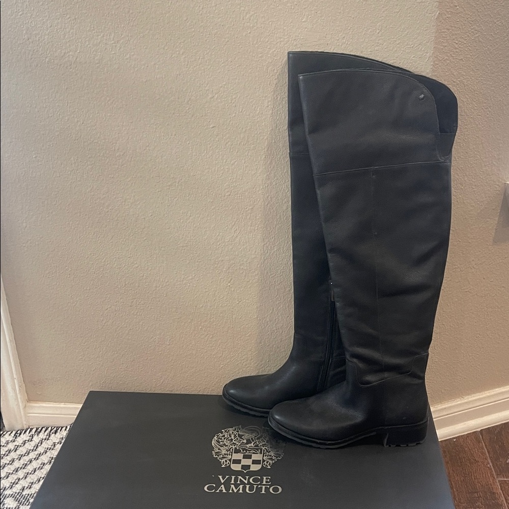 Vince Camuto Jorshie Wide Calf Black Over the Knee Boots